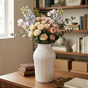 Vaso Decorativo - Romano - Branco Perolado - 18cm - 1 unidade - Rizzo