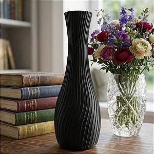 Vaso Decorativo - Espiral - Preto - 20,5cm - 1 unidade - Rizzo