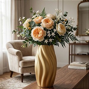 Vaso Decorativo - Onda - Dourado - 25cm - 1 unidade - Rizzo