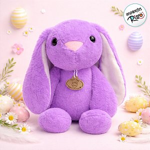 Coelho de Pelúcia Roxo com Tag - 30cm - 1 unidade - Rizzo