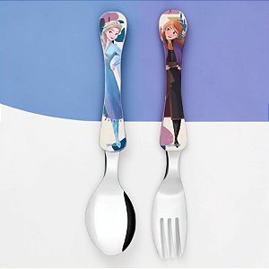 Kit Colher e Garfo Infantil - Elsa e Anna - Frozen - 1 unidade - Disney Original - Rizzo