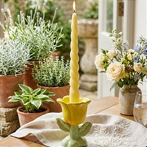 Suporte para Vela em Cerâmica - Flor Grande -  Amarelo - 12cm - 1 unidade - FlorArte - Rizzo