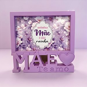 Porta Retrato Mãe Te Amo - Roxo - Minha Mãe é Uma Rainha - 15,5x16cm - 1 unidade - Rizzo