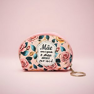 Chaveiro Bolsinha Porta Moedas - Rosa Claro - Mãe Como é Grande o Meu Amor por Você - 11x7x3cm - 1 unidade - Rizzo