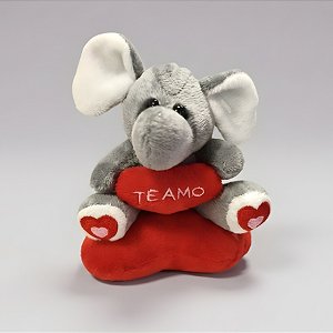 Chaveiro de Pelúcia Te Amo - Elefante com Coração - 10x12x6cm - 1 unidade - Rizzo