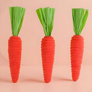 Cenoura Decorativa de Páscoa - Espiral Laranja / Verde - 22x3,5cm - 3 unidades - Cromus - Rizzo
