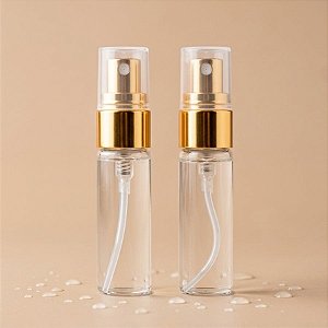 Mini Frasco de Vidro Redondo com Tampa Spray Dourado -  5ml - 6 unidades - Rizzo