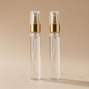 Frasco de Vidro Redondo com Tampa Spray Dourado -  10ml - 6 unidades - Rizzo