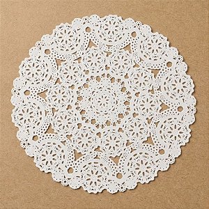 Fundo Rendado de Papel - Branco - 30cm  - 24 unidades - Rizzo