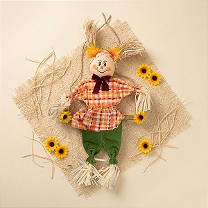 Enfeite para Pendurar de Festa Junina - Espantalho de Vestido no Balanço - 50x29,5cm - 1 unidade - Rizzo