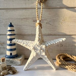 Enfeite Decorativo Para Pendurar - Estrela do Mar - Branco - 17cmx17cm - 1 unidade - Rizzo