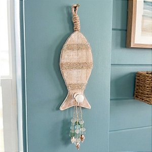Enfeite Decorativo Para Pendurar - Peixe - Bege - 23,5x7cm - 1 unidade - Rizzo