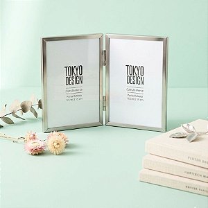 Porta-Retrato em Metal Mersin - Duas Faces - Prata - 21x15cm - 1 unidade - Rizzo