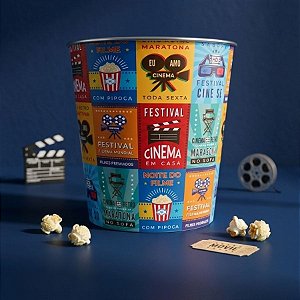 Balde de Pipoca - Estampa Cinema - 18x18cm - 1 unidade - Rizzo