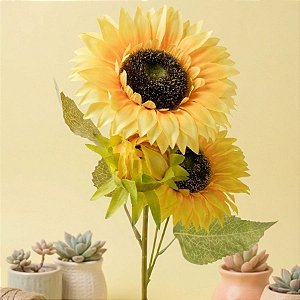 Haste Flor Permanente - Girassóis - Amarelo - 66cm - 1 unidade - Rizzo