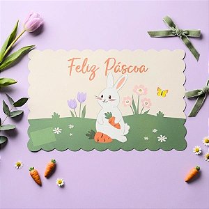 Jogo Americano de Páscoa - Coelho Borboleta - "Feliz Páscoa" - Bege - 43cm - 1 unidade - Rizzo