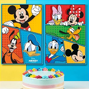 Cartaz Decorativo - Mickey e Amigos - 45x31cm - Disney Original - 2 unidades - Regina - Rizzo
