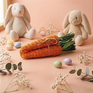 Maço Com 3 Cenouras Decorativas - Laranja e Verde - 27cm - 1 unidade - Cromus - Rizzo