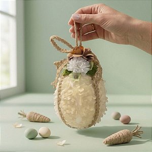 Enfeite Para Pendurar de Páscoa - Ovo com Flores - 24cm - 1 unidade - Rizzo