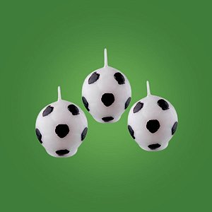 Vela Bola de Futebol - Branco e Preto - 2cm - 3 unidades - Regina - Rizzo