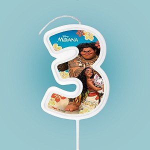 Vela Pick - Moana Nº3 - 13cm  - 1 unidade - Disney Original  - Rizzo