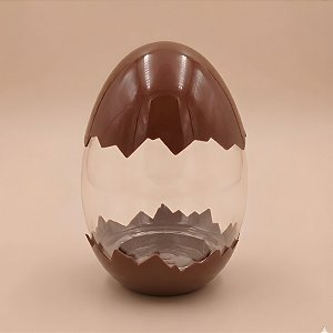 Ovo Transparente Casquinha - Marrom - 7x11x7cm - 10 unidades - Rizzo