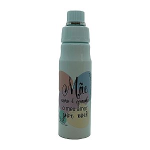 Garrafa Azul de Alumínio - Mãe Como é Grande o meu Amor por Você - 600ml - 1 unidade - Rizzo