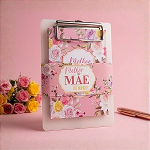 Bloco de Anotações Rosa com Prancheta - Melhor Mãe do Mundo - 9,5x13,5cm - 1 unidade - Rizzo