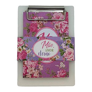 Bloco de Anotações Roxo com Prancheta - Mãe Amor Eterno - 9,5x13,5cm - 1 unidade - Rizzo