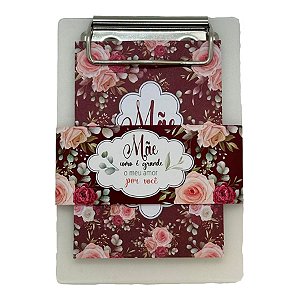 Bloco de Anotações Vinho com Prancheta - Mãe Como é Grande o Meu Amor Por Você - 9,5x13,5cm - 1 unidade - Rizzo