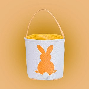 Cesta Decorativa de Páscoa - Silhueta do Coelho - Laranja - 17x17x18cm - 1 unidade - Rizzo
