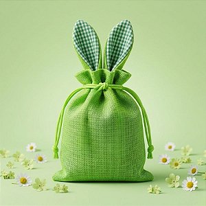 Saco de Páscoa com Orelha - Verde -13x12cm - 1 unidade - Rizzo
