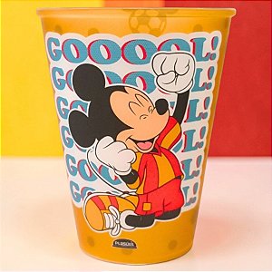 Copo de Plástico Mickey Futebol - Amarelo - 280ml - Disney Original - 1 unidade - Plasútil - Rizzo