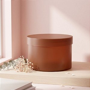 Caixa Acrílica Redonda - Marrom Russet - 20cm - 1 unidade - Rizzo