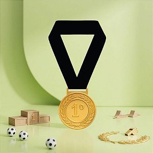 Medalha Dourada - Cordão Preto - 45,5cm - 10 unidades - Rizzo