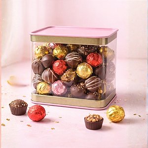 Lata Quadrada Transparente Rosa - 8cm - 6 unidades - ArteGift - Rizzo