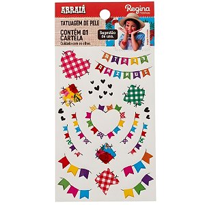 Tatuagem Temporária Para Pele - Arraiá Menina - 36 Tatuagens - 1 unidade - Regina - Rizzo