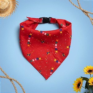 Lenço Caipira M - Festa Junina - Vermelho com Banderolas - 1 unidade - Rizzo