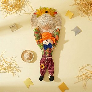 Enfeite para Pendurar de Festa Junina - Espantalho Com Chapéu - Azul Escuro - 52cm - 1 unidade - Rizzo