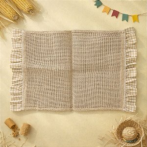 Jogo Americano Junino de Juta - Babado Xadrez Bege - 44cm - 1 unidade - Rizzo