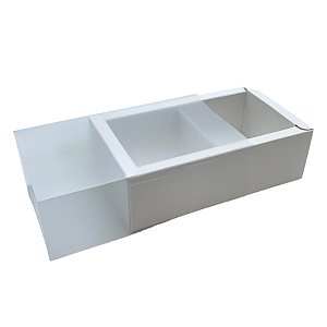 Caixa Pão de Mel Retangular com Tampa Luva - 2 cavidades - Branca - 16x9x5cm - 1 unidade - Rizzo