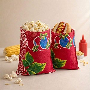 Saquinho Para Pipoca e Hot Dog - Chita - Vermelho - 16cm - 5 unidades - Rizzo