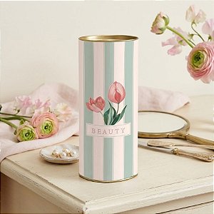 Lata para Presente Rígida - Beauty Tulips - 9x20cm - 1 unidade - Cromus - Rizzo