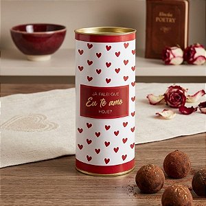 Lata para Presente Rígida - Eu Te Amo Branco - 10x27cm - 1 unidade - Cromus - Rizzo