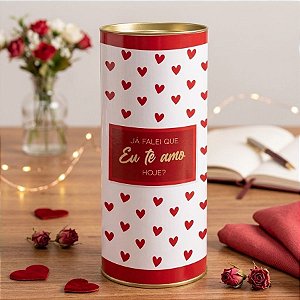 Lata para Presente Rígida - Eu Te Amo Branco - 10x24cm - 1 unidade - Cromus - Rizzo