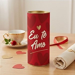 Lata para Presente Rígida - Eu Te Amo Vermelho - 10x27cm - 1 unidade - Cromus - Rizzo