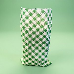 Saquinho para Pipoca e Hot Dog Chita Xadrez - Verde - 13,5x23cm - 5 unidades - Rizzo