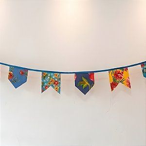 Varal De Bandeirinhas Festa Junina Chita - Cordão Azul Claro - 10 Bandeiras - 270cm - 1 unidade - Rizzo