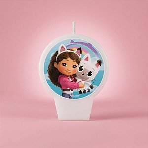 Vela Plana Adesivada - A Casa Mágica da Gabby - 8,5cm  - 1 unidade - FestColor - Rizzo