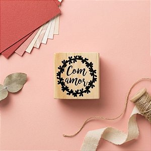 Carimbo de Madeira Artesanal - Com Amor - AF 755 - 1 unidade - Rizzo